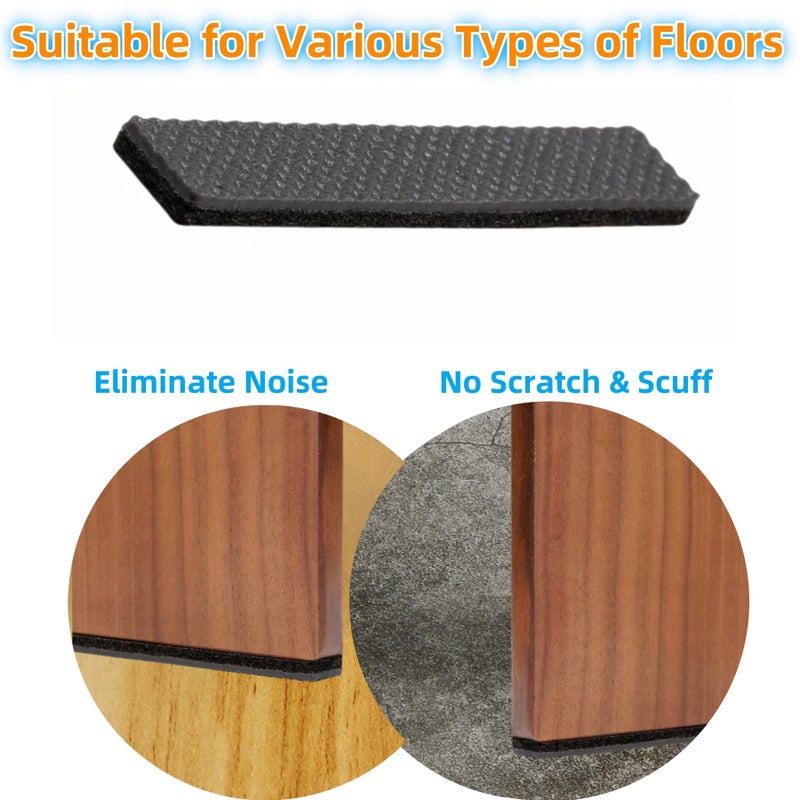 Furnigear Non Slip Furniture Pads 1/2"" x 3"" Rubber Strips Self Adhesive Furniture Grippers Chair Leg Pads Rubber Chair Feet Anti Scratches Non Skid Furniture Pad Floor Protectors, 40 Pcs Rectangle - Image 5